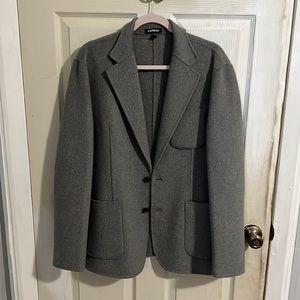 Express slim light grey wool blend blazer